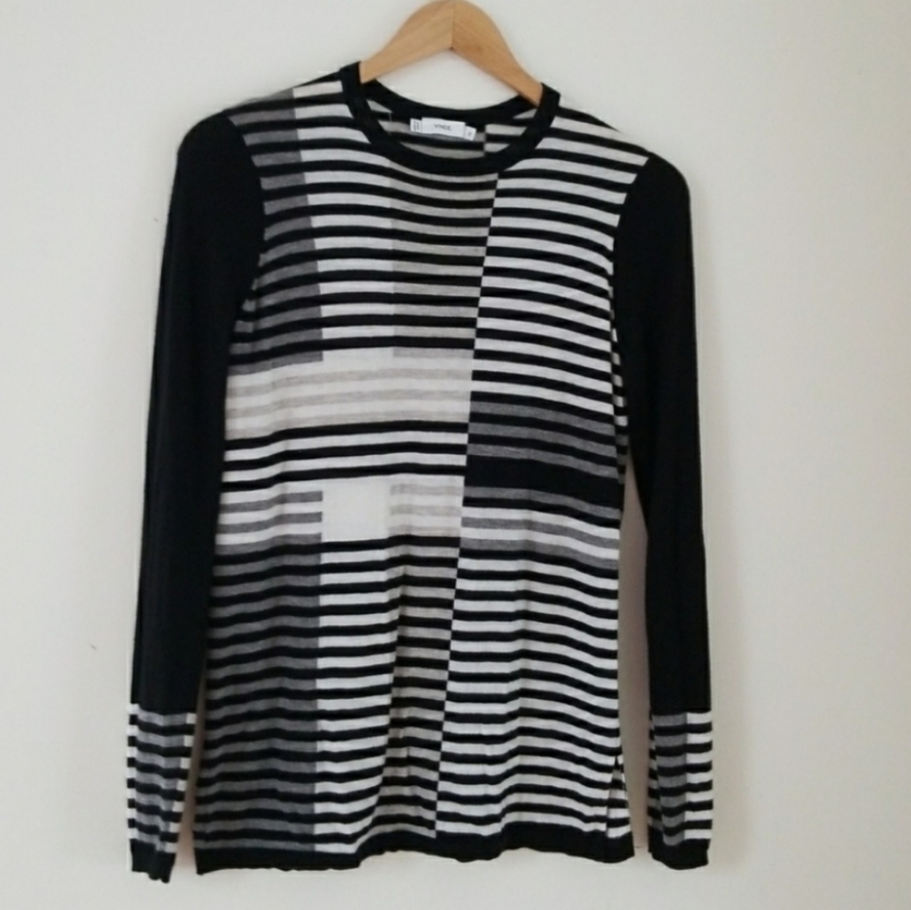 Vince marino wool-blend color blocked sweater